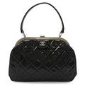Chanel Vintage CC Frame Top Handle Bag Quilted Patent Small