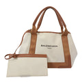 Navy Cabas Canvas with Leather Large