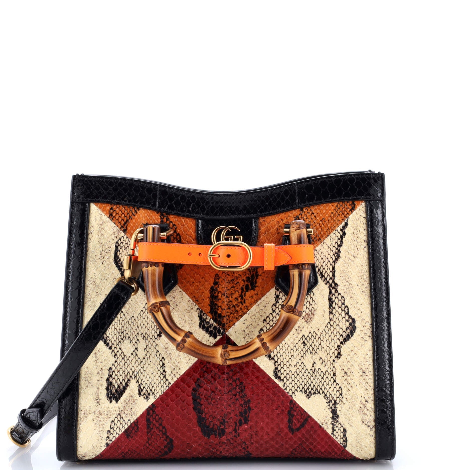 Gucci Diana NM Bamboo Handle Tote Python Small