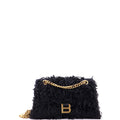 Crush Chain Flap Bag Fabric Feathers Small