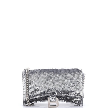Hourglass Chain Wallet Leather with Sequins