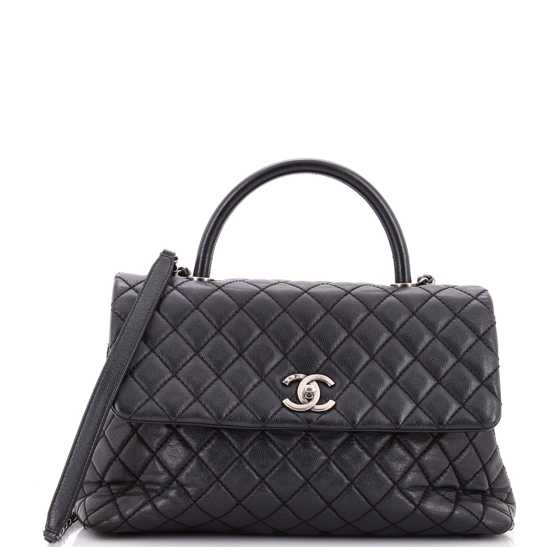 Chanel Coco Top Handle Bag Quilted Caviar Medium