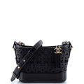 Chanel Gabrielle Hobo with Logo Handle Laser Cut Calfskin and Wool Felt Small