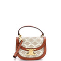 Celine Triomphe Besace Clea Top Handle Flap Bag Triomphe Coated Canvas Mini