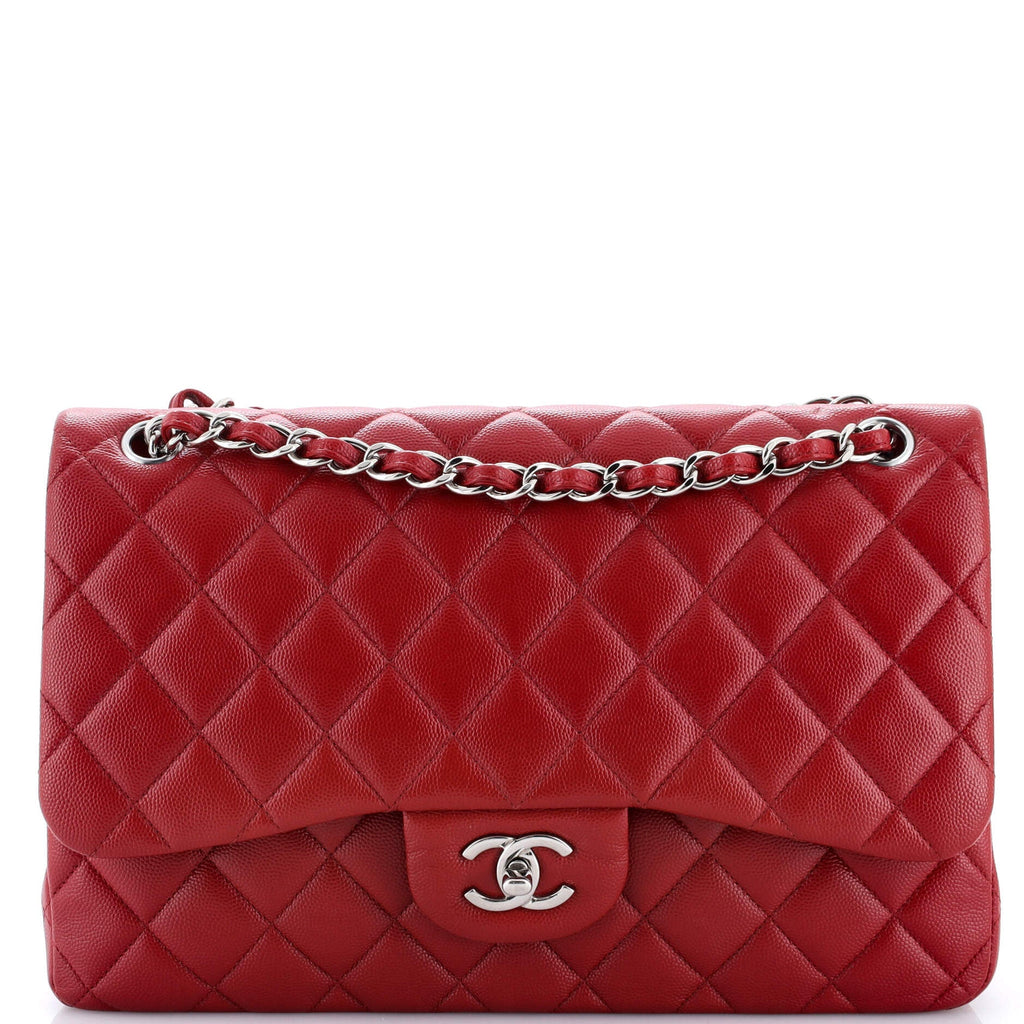 Chanel Classic Double Flap Bag Quilted Caviar Jumbo
