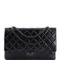 Chanel So Black Reissue 2.55 Flap Bag Quilted Glazed Calfskin 226