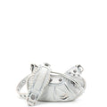Le Cagole Giant Studs Shoulder Bag Denim with Crystals XS