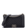 Chanel Boy Flap Bag Quilted Caviar Old Medium