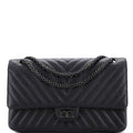 Chanel So Black Reissue 2.55 Flap Bag Chevron Sheepskin 226