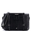 Saint Laurent Charlotte Flap Bag Crocodile Embossed Leather Large