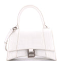 Hourglass Top Handle Bag Crocodile Embossed Leather Small