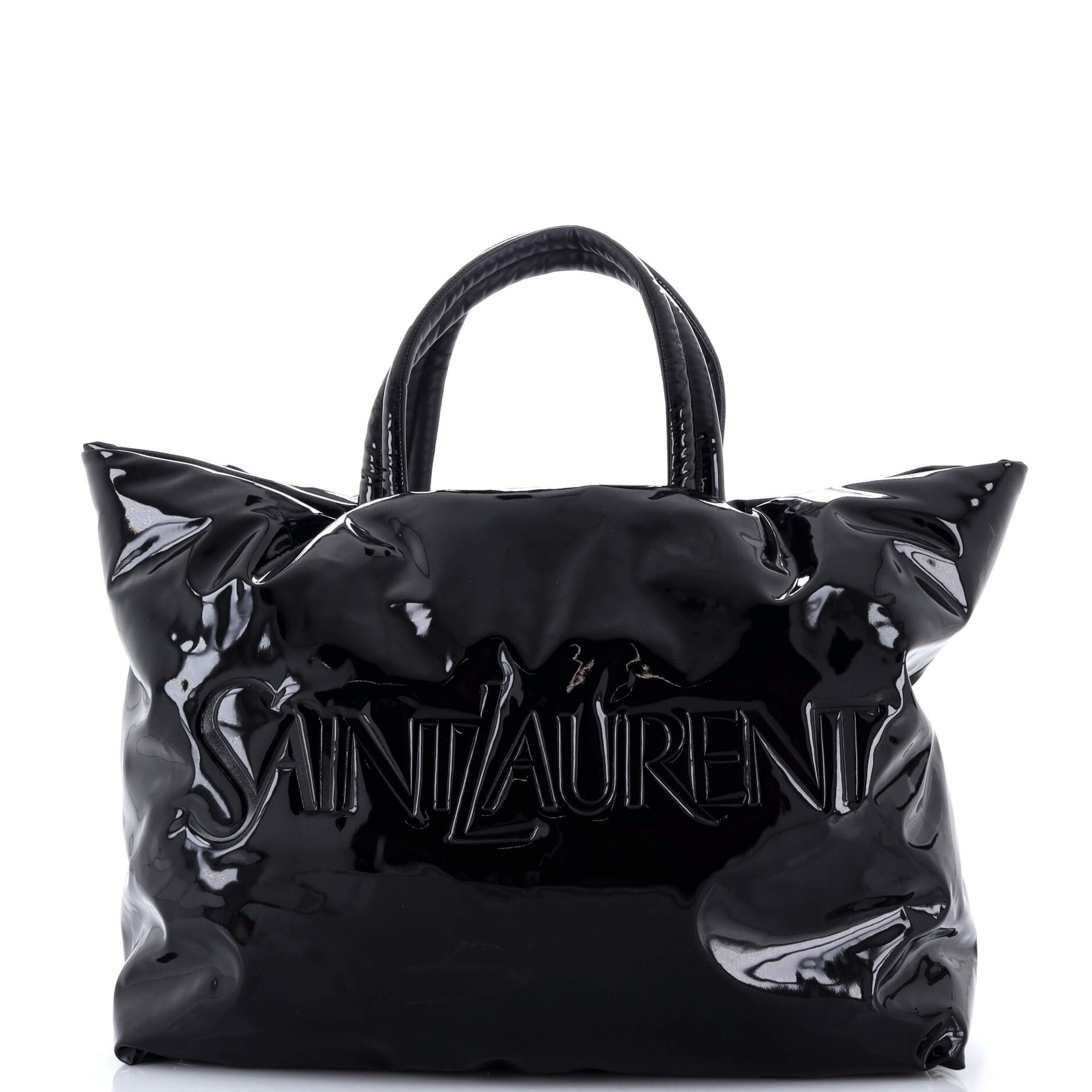 Saint Laurent Logo Tote Padded Patent Leather Maxi
