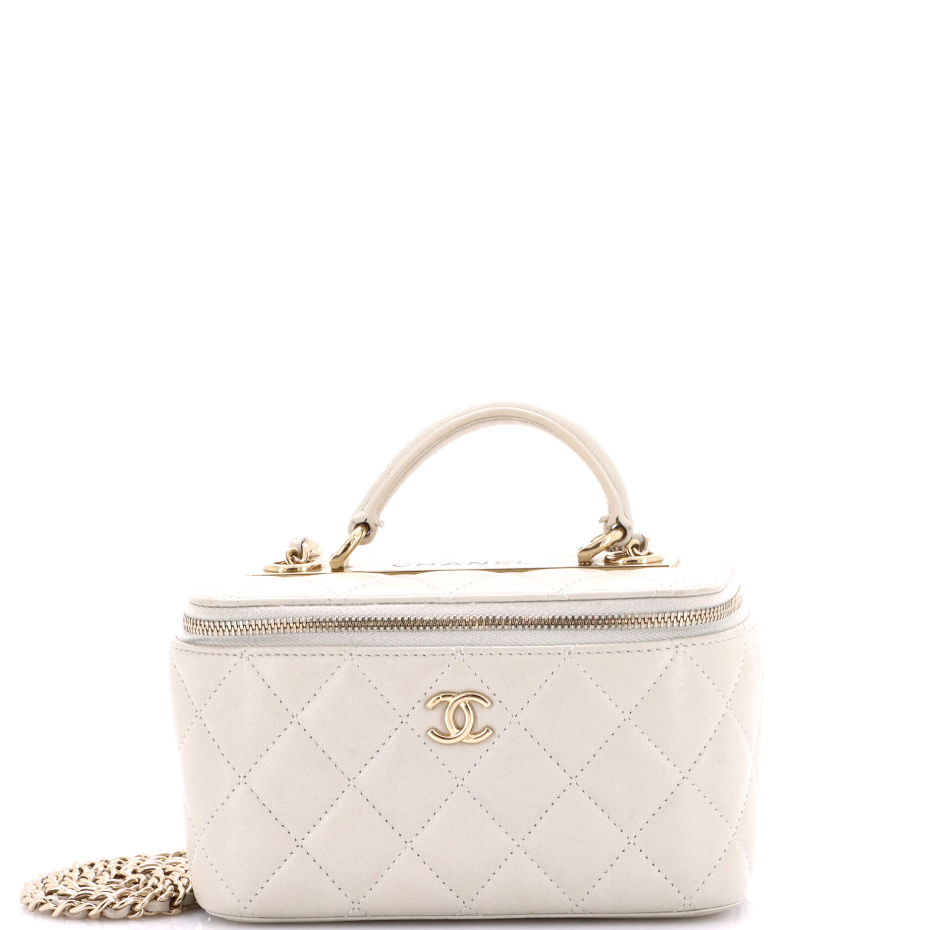 Chanel Trendy CC Top Handle Vanity Case with Chain Quilted Lambskin Small