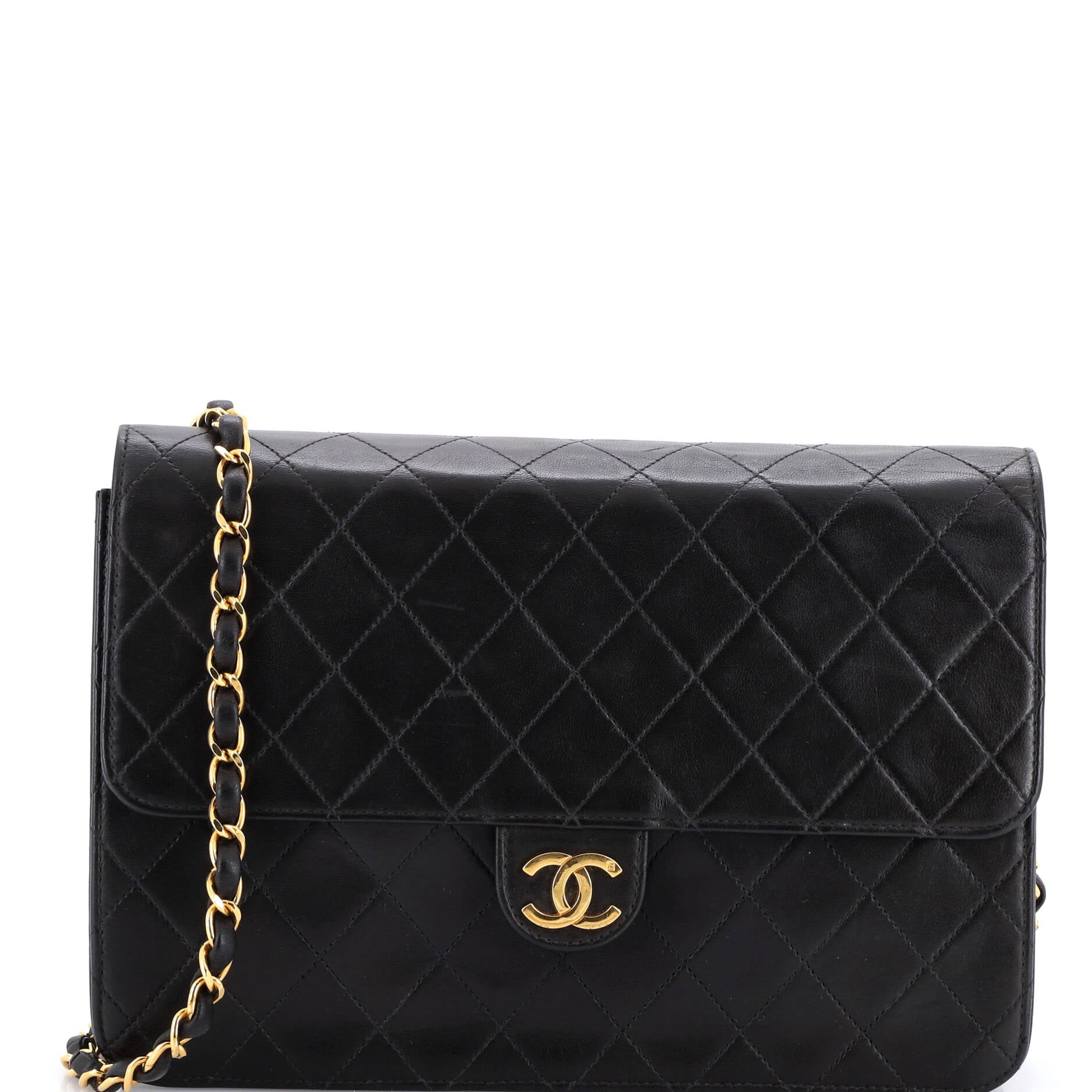 Chanel Vintage Clutch with Chain Quilted Leather Medium