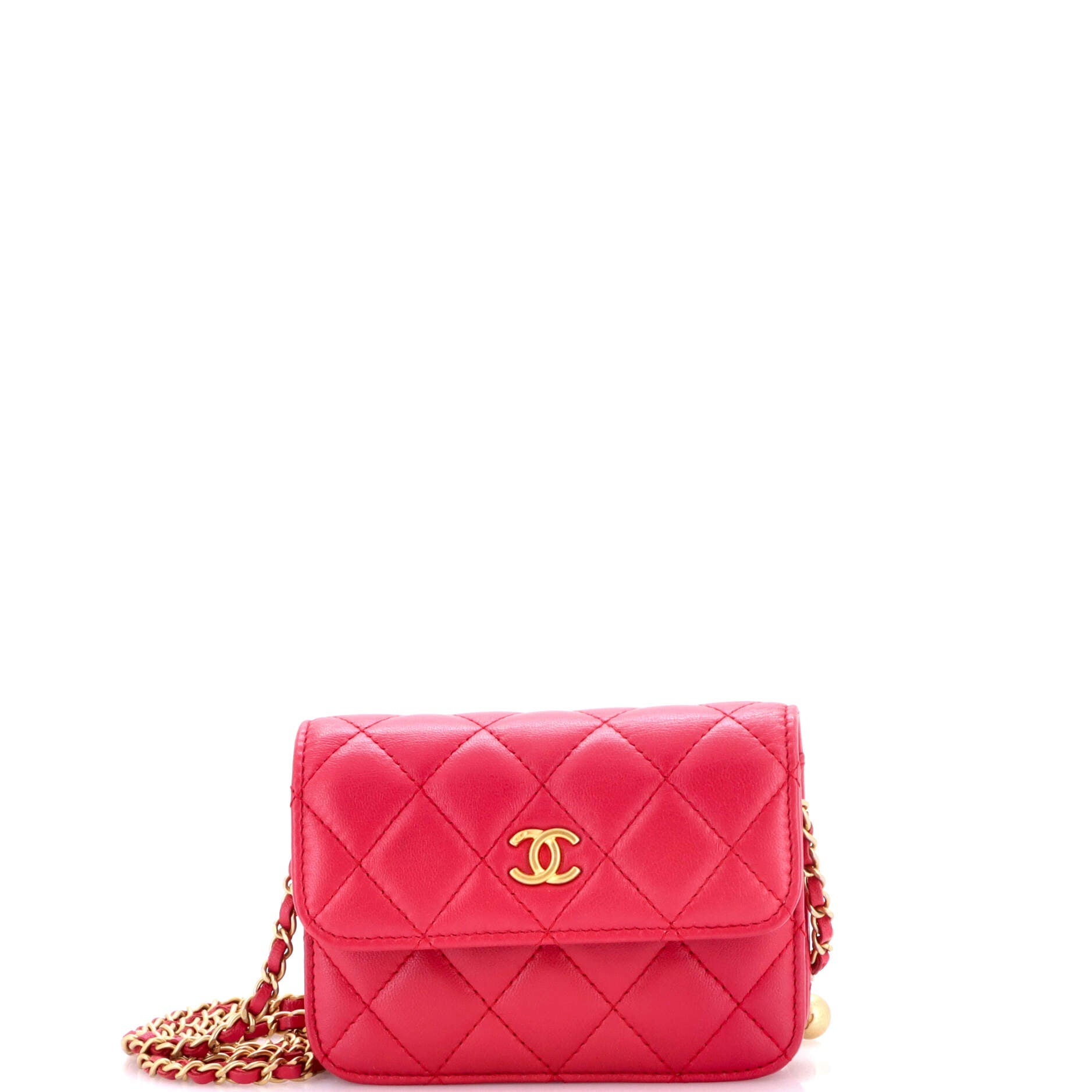 Chanel Pearl Crush Flap Clutch with Chain Quilted Lambskin Mini