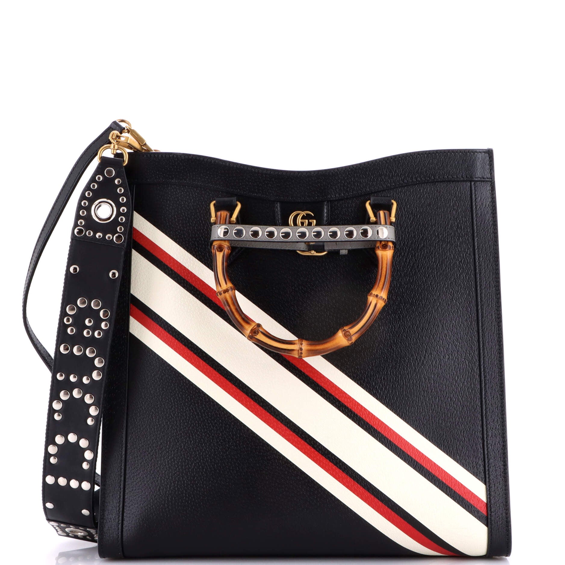 Gucci Diana NM Bamboo Handle Tote Printed Leather Large