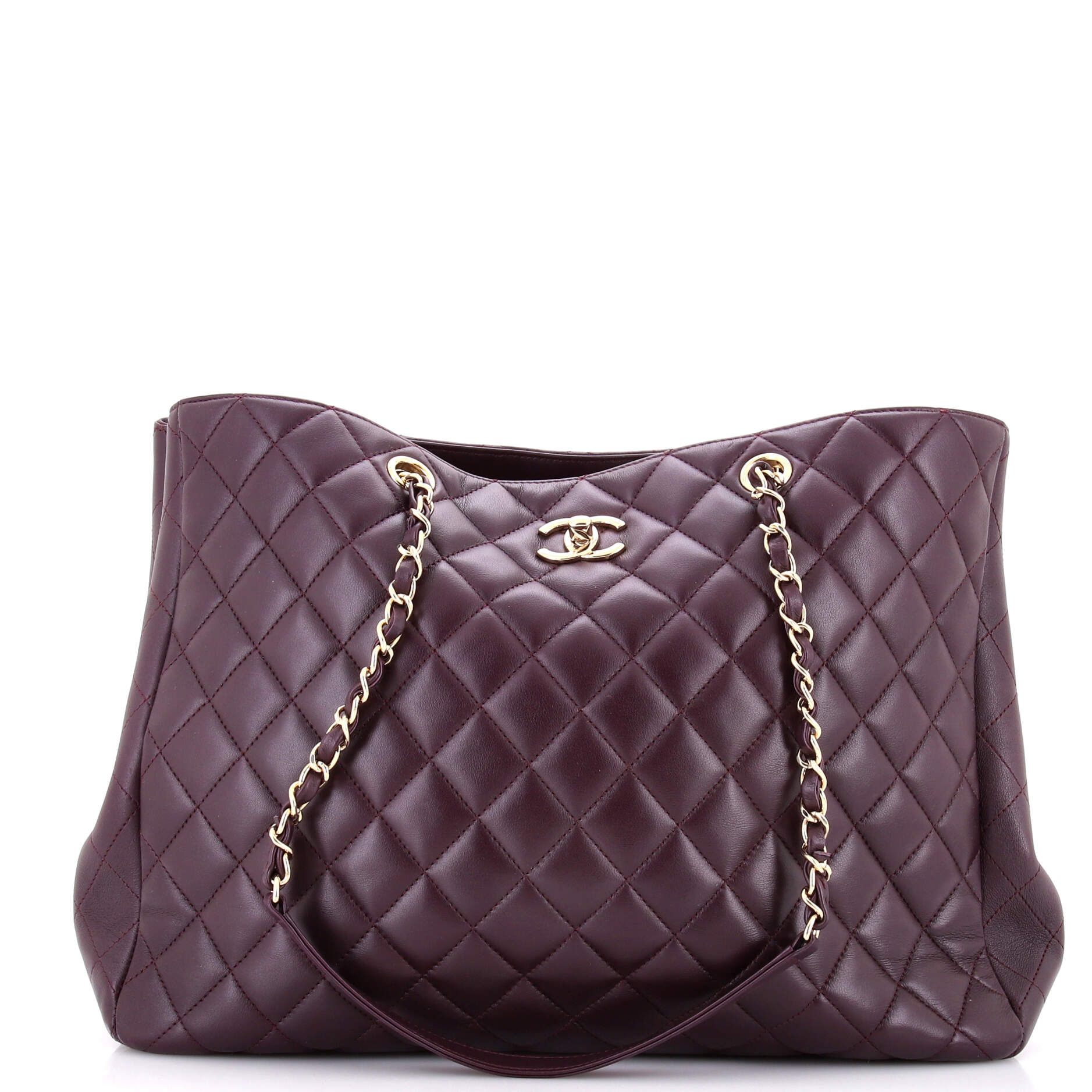 Chanel Classic CC Shopping Tote Quilted Lambskin Large