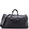 Keepall Bandouliere Bag Dark Infinity Leather with Monogram Eclipse Glaze Canvas 50