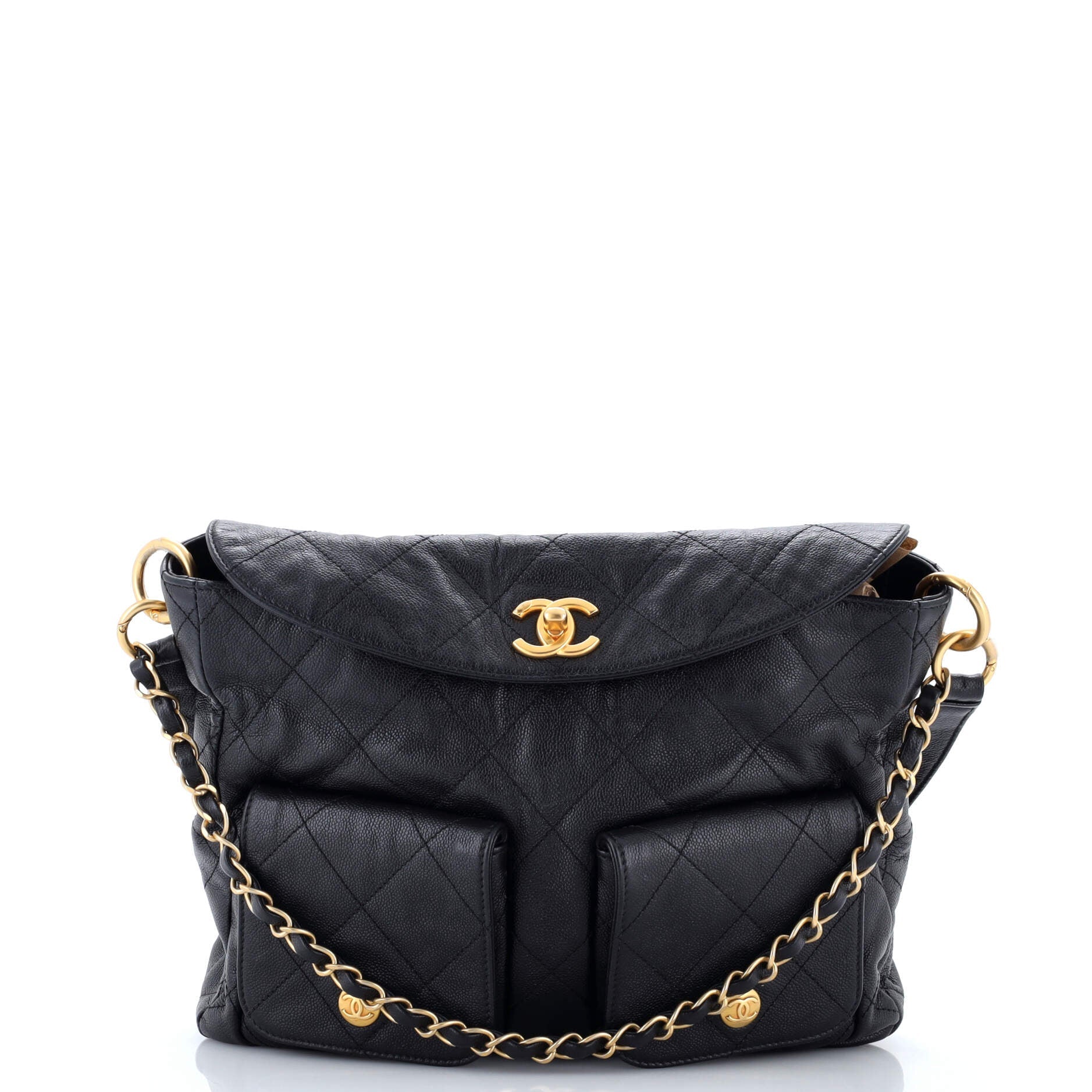 Chanel Supple Twins Hobo Quilted Caviar Large