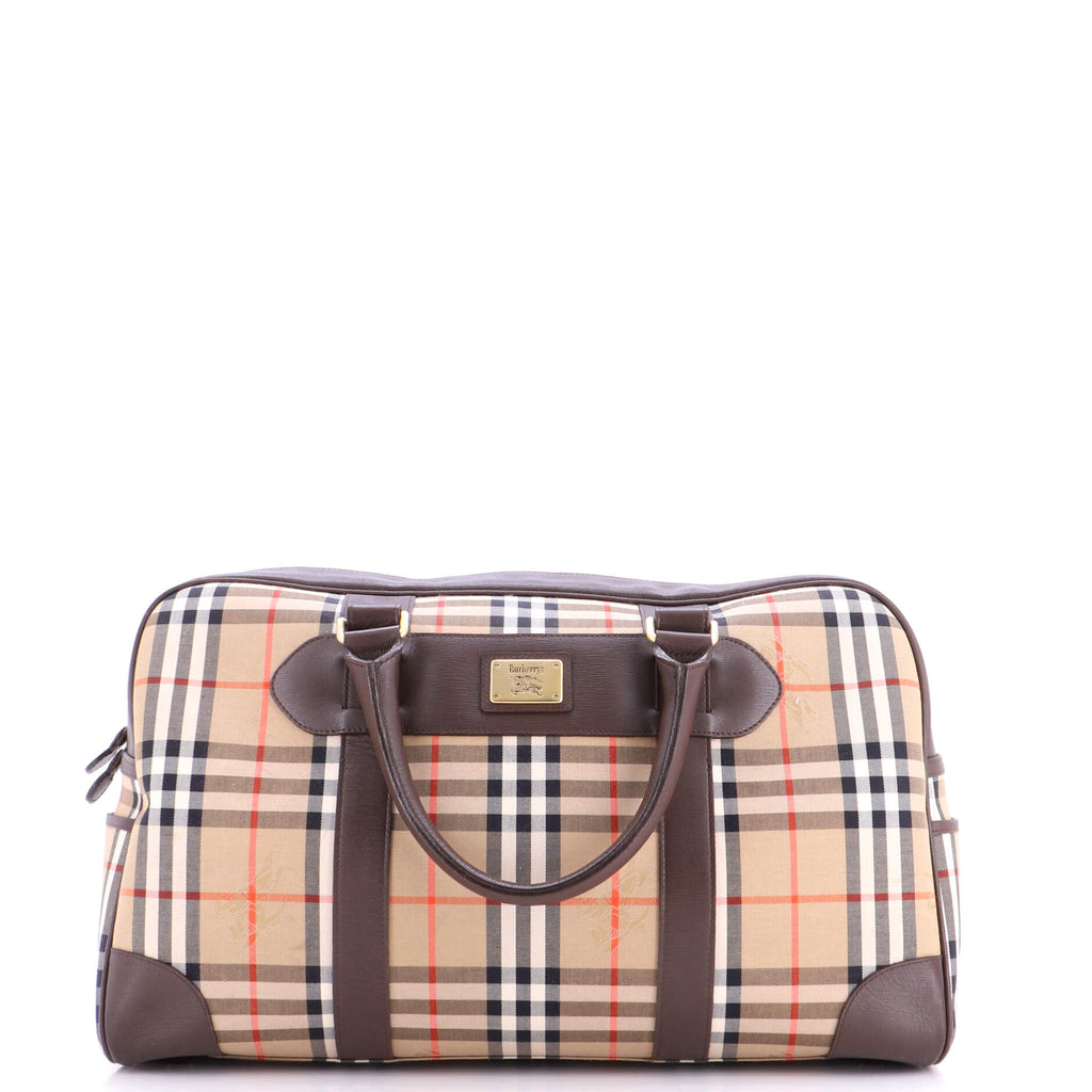 Burberry Vintage Boston Bag Haymarket Coated Canvas