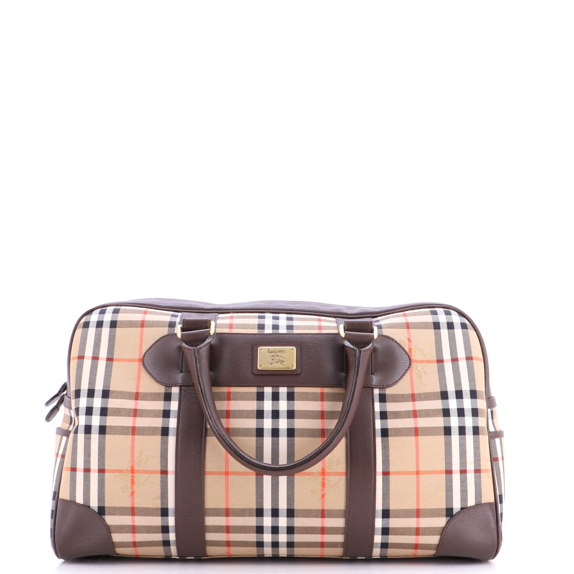 Burberry Vintage Boston Bag Haymarket Coated Canvas