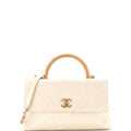 Chanel Coco Top Handle Bag Chevron Calfskin with Lizard Embossed Leather Medium