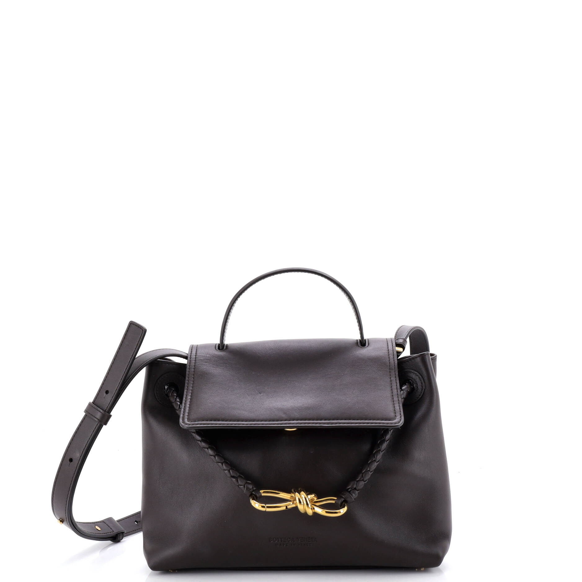 Bottega Veneta Ciao Ciao Top Handle Bag Leather with Intrecciato Detail Small