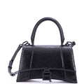 Hourglass Top Handle Bag Snakeskin Embossed Leather Small