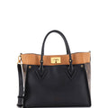 On My Side Tote Leather with Monogram Canvas MM