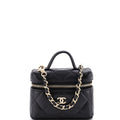 Chanel Top Handle Vanity Case Bag Charm Quilted Caviar Micro