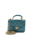 Chanel Top Handle Flap Coin Purse with Chain Quilted Lambskin