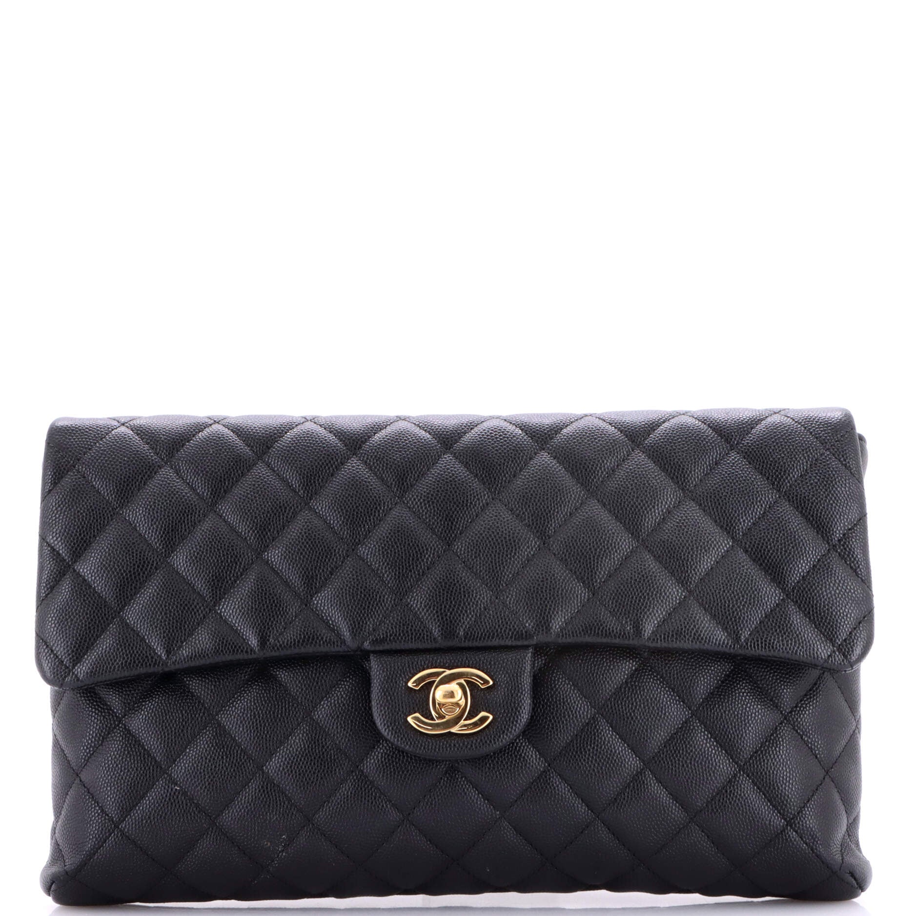 Chanel Classic Flap Clutch Quilted Caviar