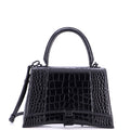 Hourglass Top Handle Bag Crocodile Embossed Leather Medium
