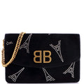 BB Round Wallet on Chain Crystal Embellished Velvet Small