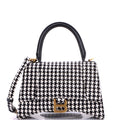 Hourglass Top Handle Bag Houndstooth Textile Small
