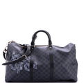 Louis Vuitton Keepall Bandouliere Bag Limited Edition Interlinked Logo Damier Graphite 50