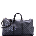 Keepall Bandouliere Bag Limited Edition Interlinked Logo Damier Graphite 50
