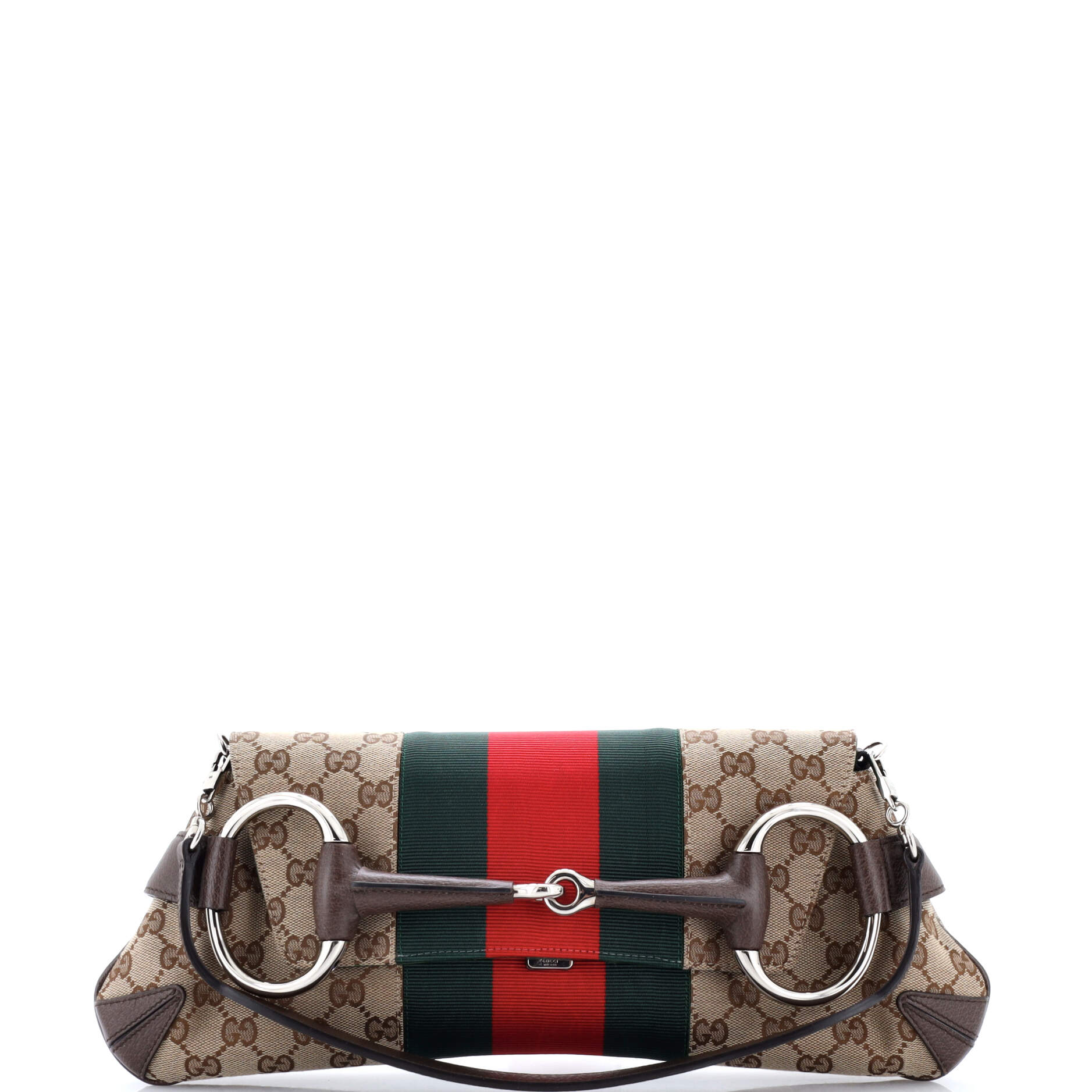 Gucci Horsebit NM Web Chain Clutch GG Canvas Medium
