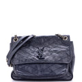 Saint Laurent Niki Chain Flap Bag Matelasse Chevron Leather Medium