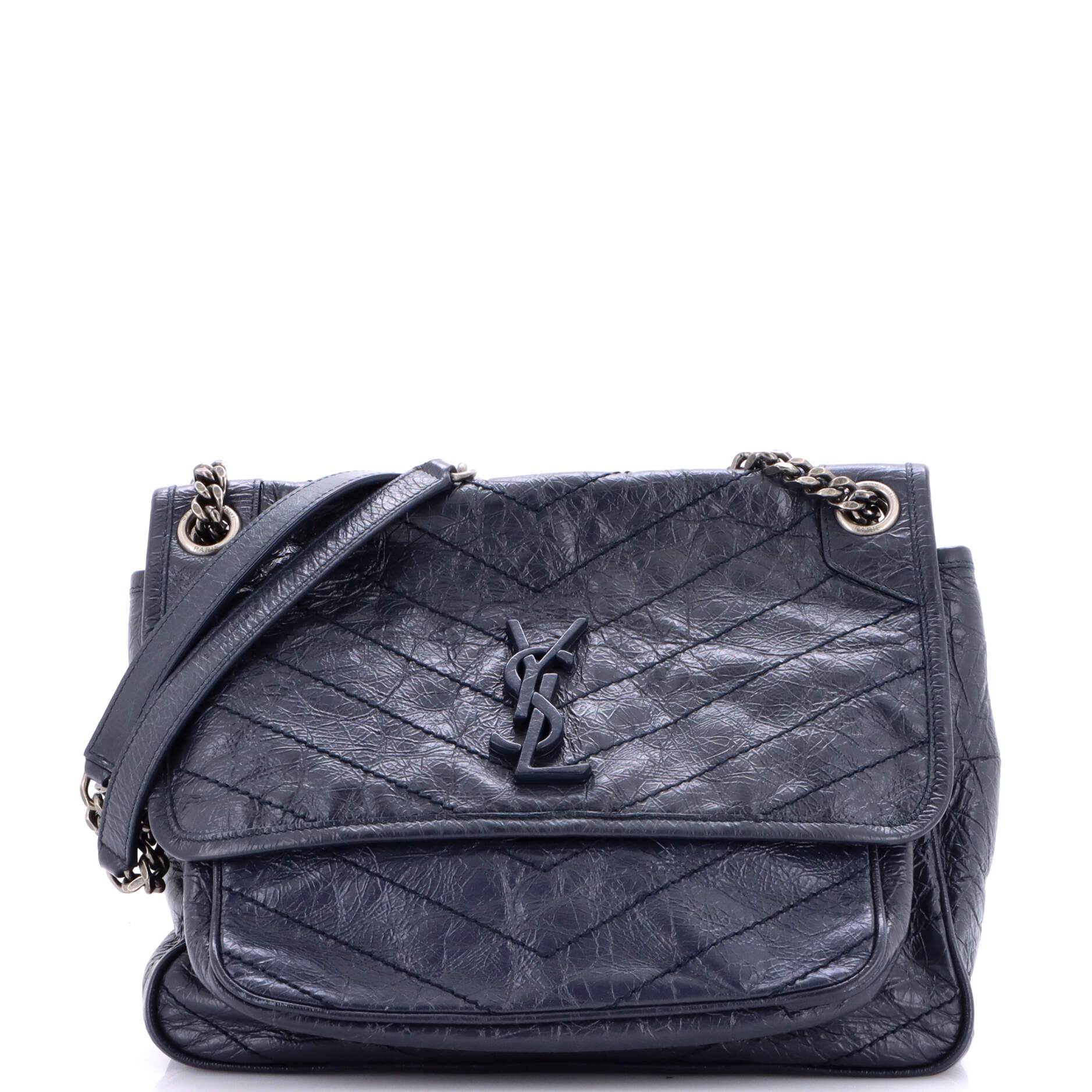 Saint Laurent Niki Chain Flap Bag Matelasse Chevron Leather Medium