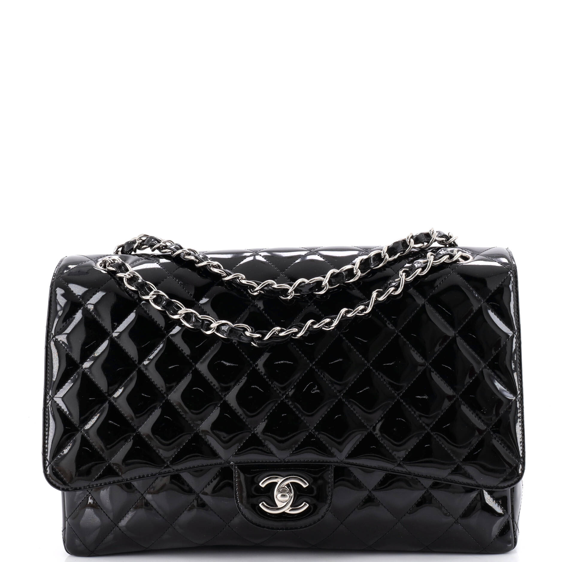 Chanel Classic Single Flap Bag Quilted Patent Maxi