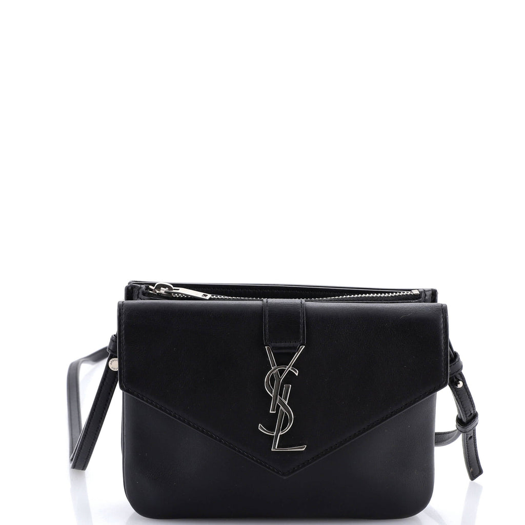 Saint Laurent Classic Monogram Tri-Pocket Crossbody Bag Leather