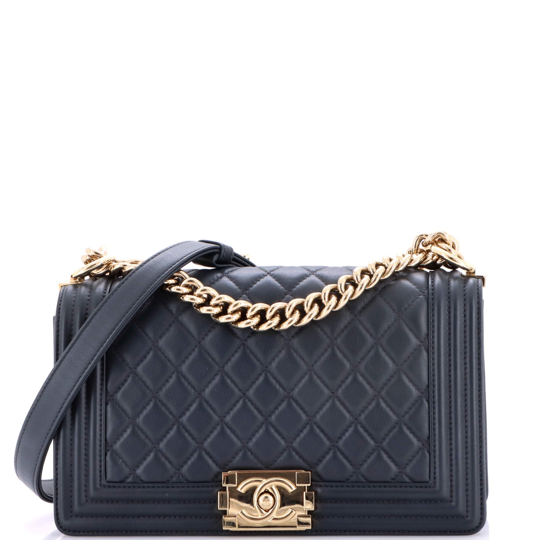 Chanel Boy Flap Bag Quilted Calfskin Old Medium