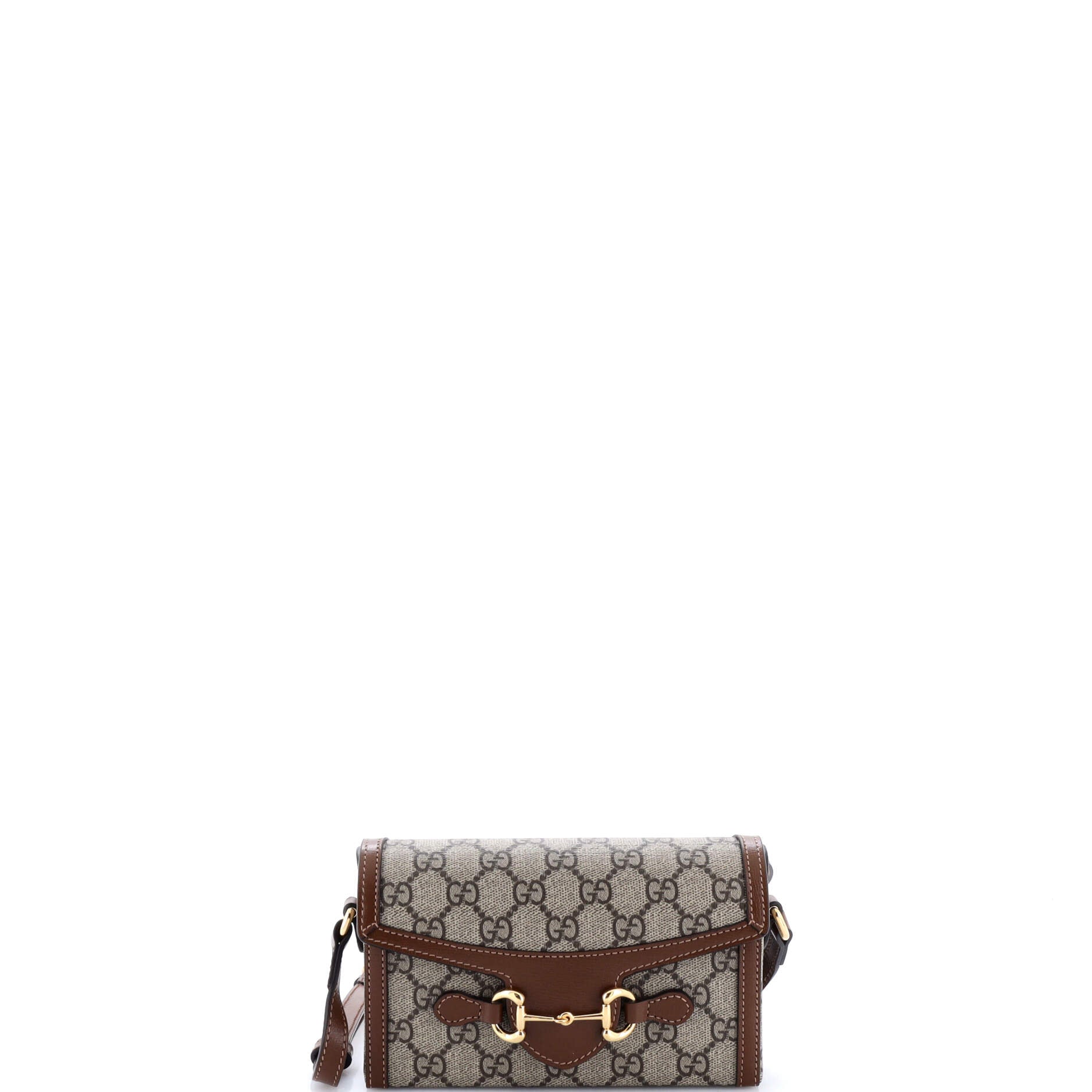 Gucci Horsebit 1955 Flap Crossbody Bag GG Coated Canvas Mini