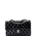 Chanel Vintage Classic Double Flap Bag Quilted Patent Small