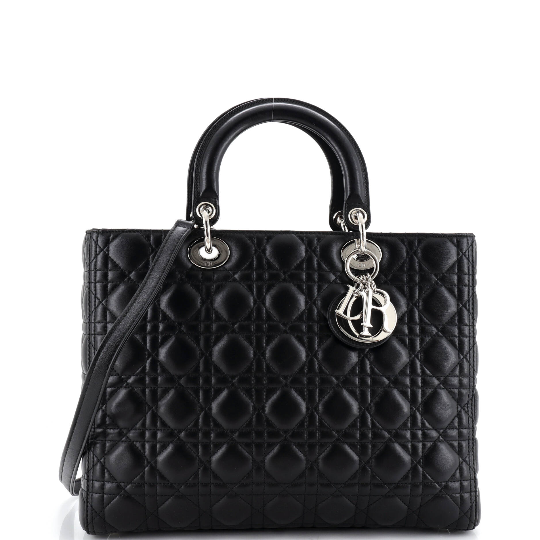 Christian Dior Vintage Lady Dior Bag Cannage Quilt Lambskin Large