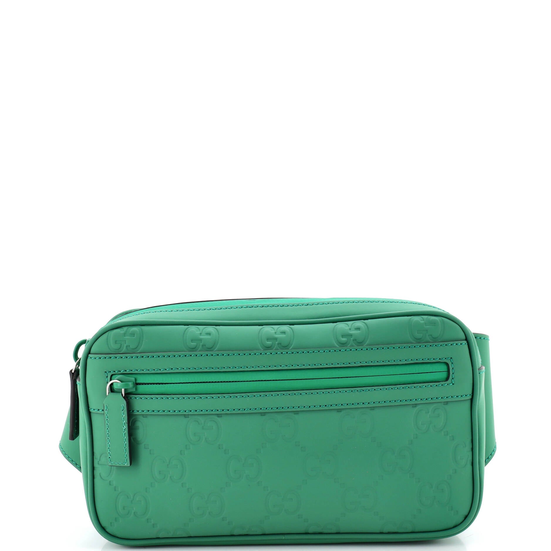 Gucci Front Zip Belt Bag GG Rubber Effect Leather