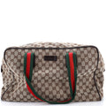 Gucci Web Strap Side Snap Carry On Duffle Bag GG Canvas Large