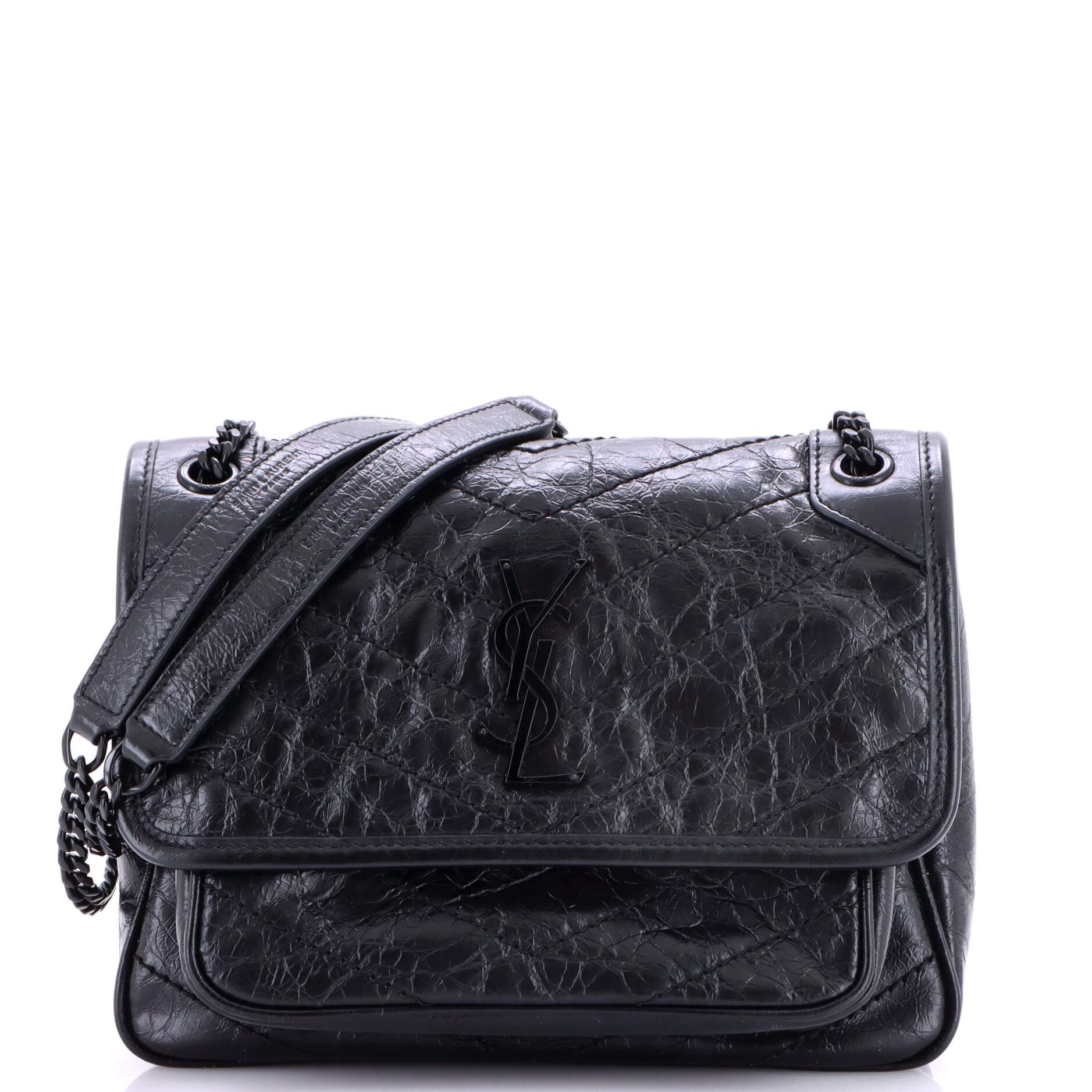 Saint Laurent Niki Chain Flap Bag Matelasse Chevron Leather Baby