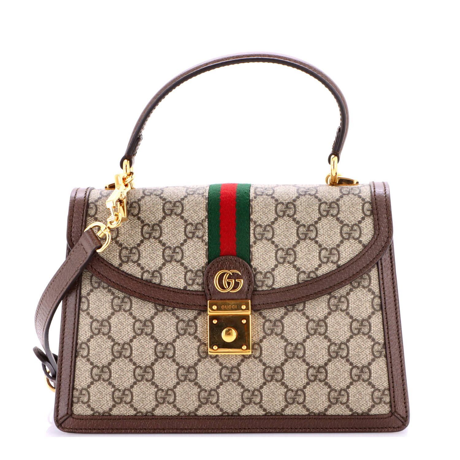 Gucci Ophidia Flap Top Handle Bag GG Coated Canvas Small